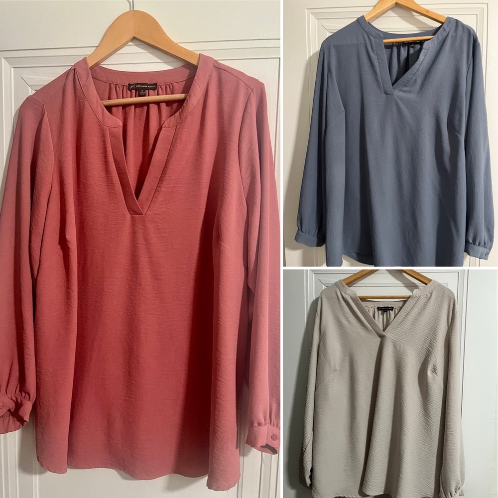 NWOT! Bundle x3 Adrianna Papell Blouses Tops Shirts (1X)